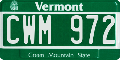 VT license plate CWM972