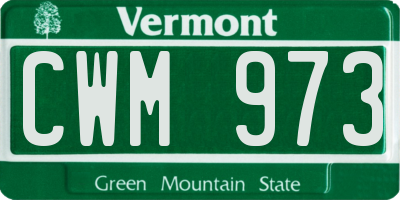VT license plate CWM973