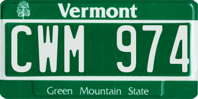 VT license plate CWM974