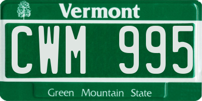 VT license plate CWM995