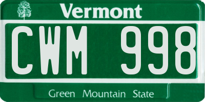 VT license plate CWM998