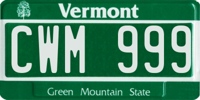 VT license plate CWM999