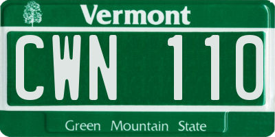 VT license plate CWN110