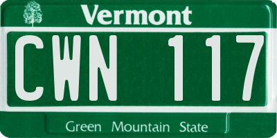 VT license plate CWN117