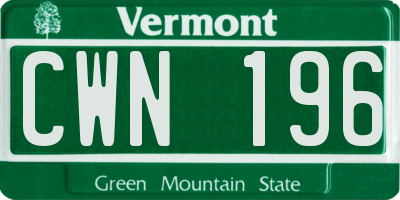 VT license plate CWN196