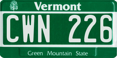 VT license plate CWN226