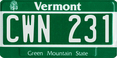 VT license plate CWN231