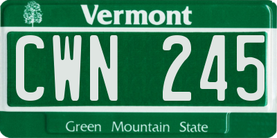 VT license plate CWN245