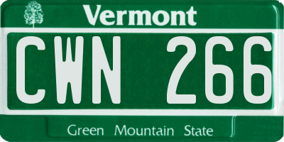 VT license plate CWN266