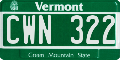 VT license plate CWN322