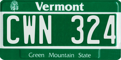 VT license plate CWN324