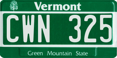 VT license plate CWN325