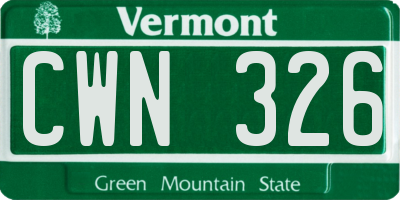 VT license plate CWN326