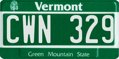 VT license plate CWN329