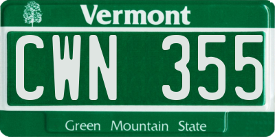 VT license plate CWN355
