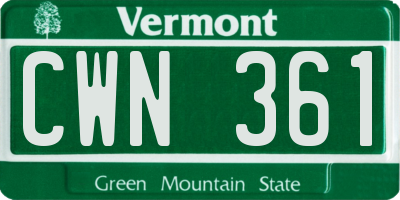 VT license plate CWN361