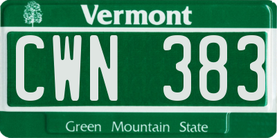 VT license plate CWN383