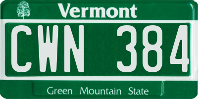 VT license plate CWN384
