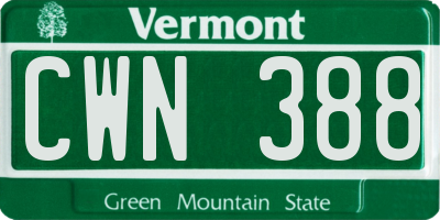 VT license plate CWN388