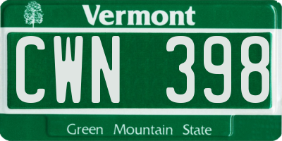 VT license plate CWN398