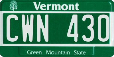 VT license plate CWN430
