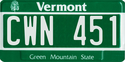 VT license plate CWN451