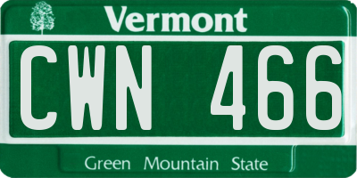 VT license plate CWN466