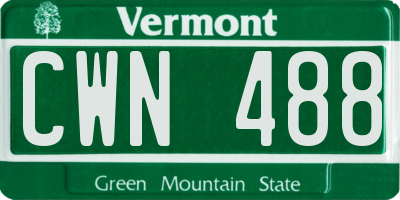 VT license plate CWN488