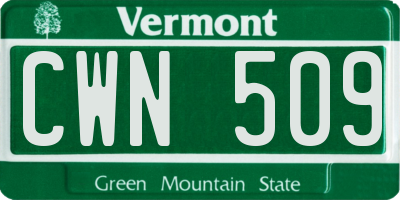 VT license plate CWN509