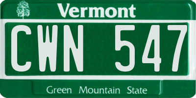 VT license plate CWN547