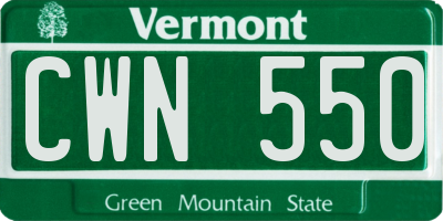 VT license plate CWN550