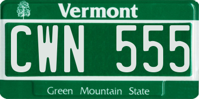 VT license plate CWN555