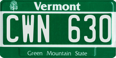 VT license plate CWN630