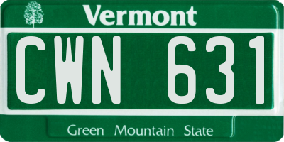 VT license plate CWN631
