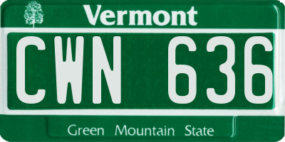 VT license plate CWN636