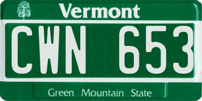 VT license plate CWN653