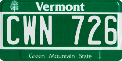 VT license plate CWN726