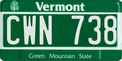 VT license plate CWN738