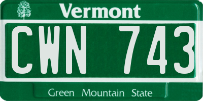 VT license plate CWN743
