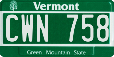 VT license plate CWN758