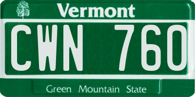VT license plate CWN760
