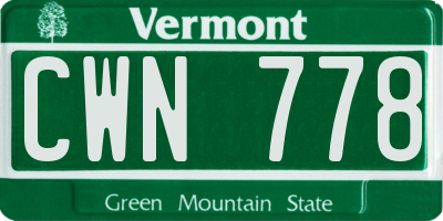 VT license plate CWN778