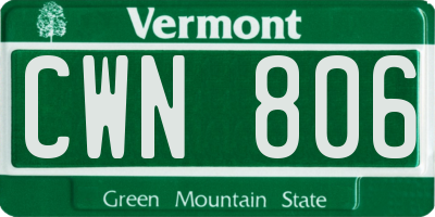 VT license plate CWN806