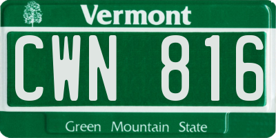 VT license plate CWN816