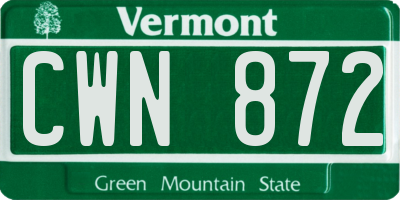 VT license plate CWN872