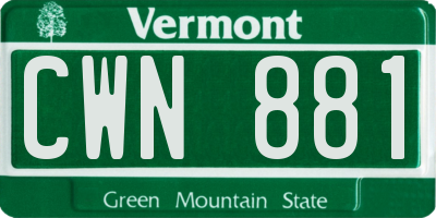 VT license plate CWN881