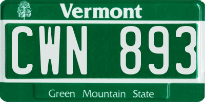 VT license plate CWN893