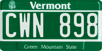 VT license plate CWN898