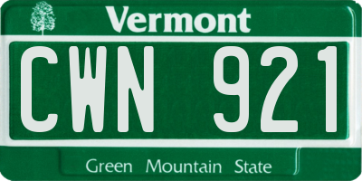 VT license plate CWN921