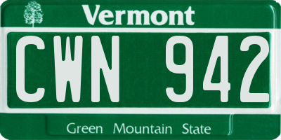 VT license plate CWN942